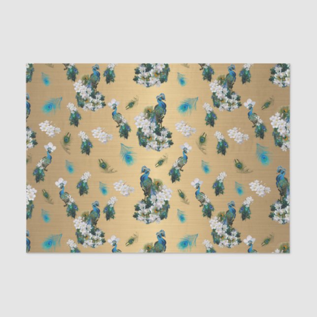 Golden Royal Peacock Temple Wedding Dreams Tissue Paper (Front)