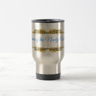 Golden Royal Peacocks & Feathers Travel Mug