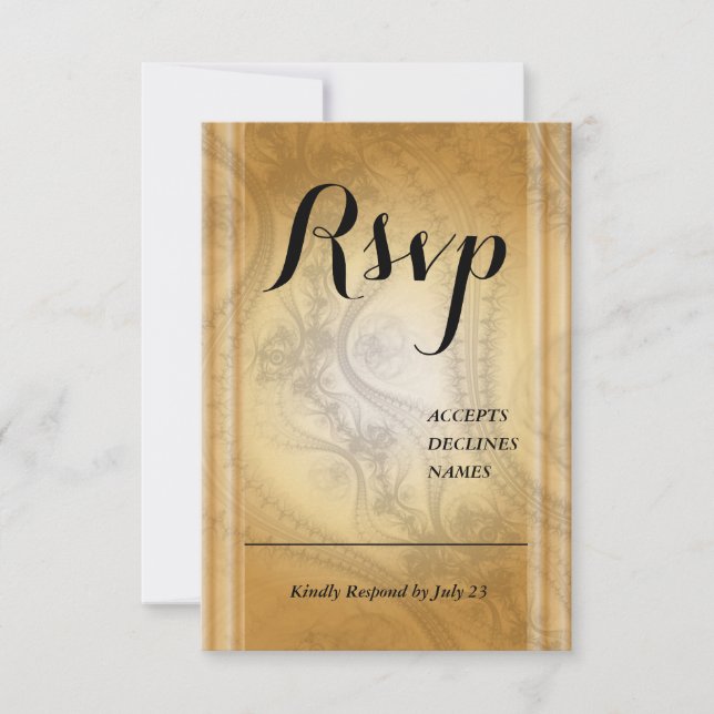 Golden Rsvp card with lace design (Front)