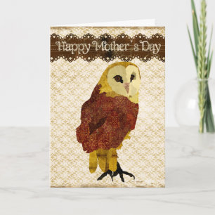 Golden Ruby Owl Mother's Day Card