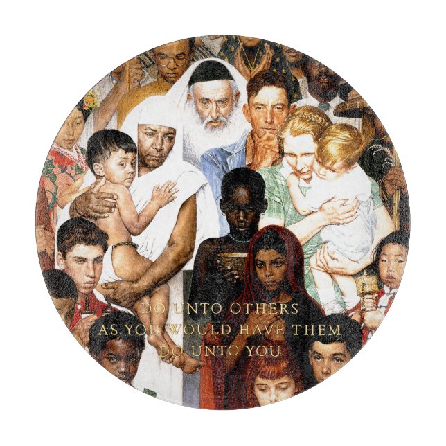 Golden Rule (Do unto others) by Norman Rockwell Cutting Board (Front)