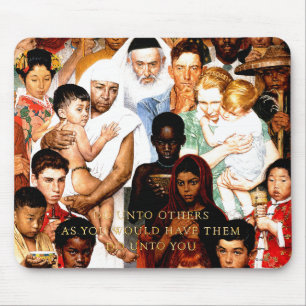 Golden Rule (Do unto others) by Norman Rockwell Mouse Mat