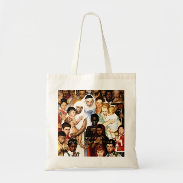 Golden Rule (Do unto others) by Norman Rockwell Tote Bag (Front)