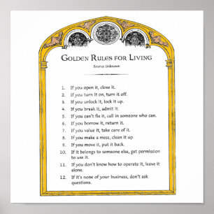 Golden Rules for Living Poster