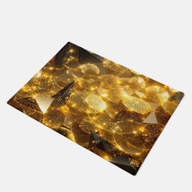 Golden Rune Coins Doormat (Angled)