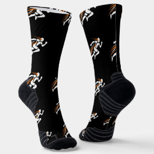 Golden Runner Logo Elegant Sports Motion Design Socks
