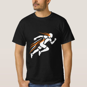 Golden Runner Logo Elegant Sports Motion Design T-Shirt
