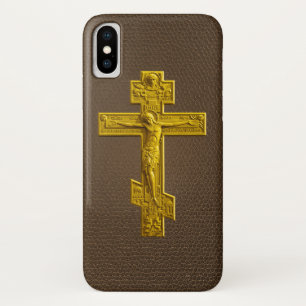 Golden Russian orthodox cross iPhone X Case