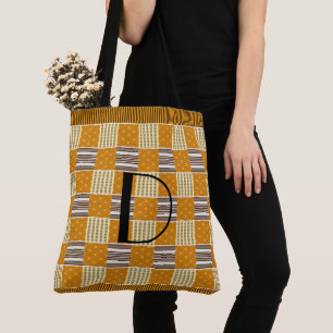 Golden Rust Fishnet Kente Large Tote Bag