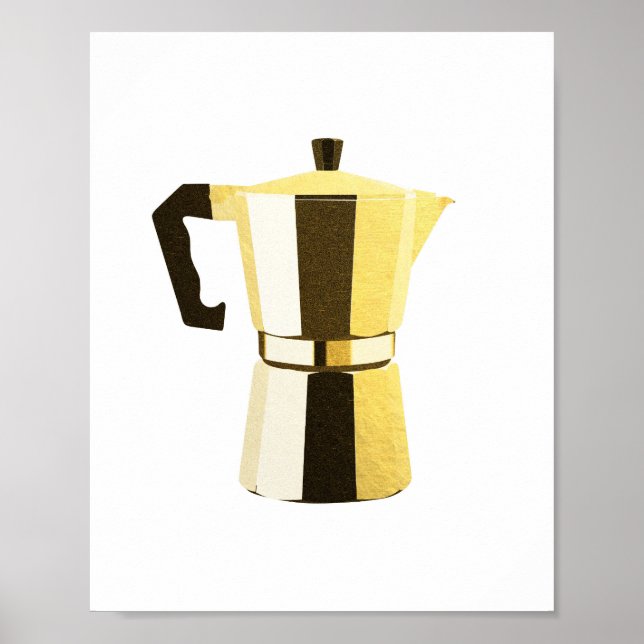 Golden rustic macchinetta Italian espresso coffee Poster (Front)