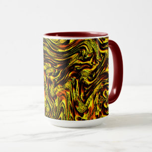Golden rustic texture with dark strokes and orange mug