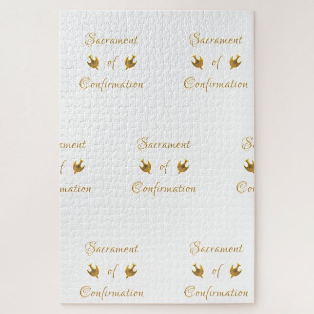 Golden Sacrament of Confirmation and Holy Spirit Jigsaw Puzzle (Vertical)