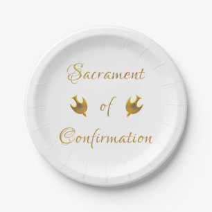 Golden Sacrament of Confirmation and Holy Spirit Paper Plate