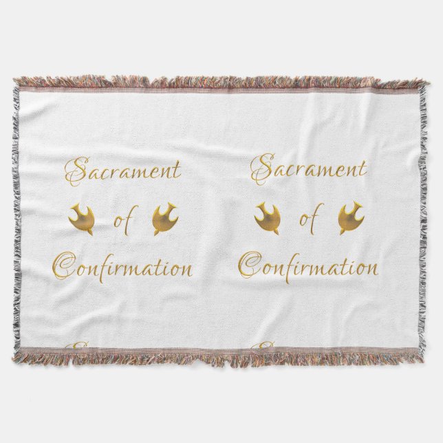 Golden Sacrament of Confirmation and Holy Spirit Throw Blanket (Front)