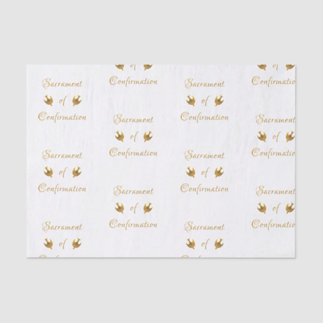 Golden Sacrament of Confirmation and Holy Spirit Tissue Paper (Front)