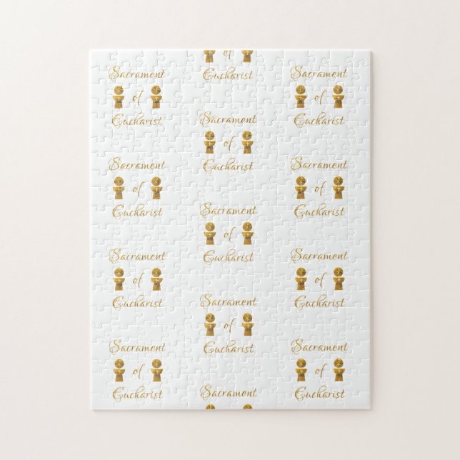 Golden Sacrament of Eucharist Host and Chalice Jigsaw Puzzle (Vertical)