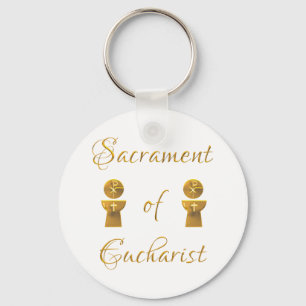 Golden Sacrament of Eucharist Host and Chalice Key Ring