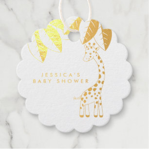 Golden Safari Baby Shower Baby Giraffe Favour Tag