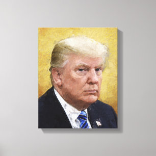 Golden Saint Trump Oil Painting Portrait Canvas Print