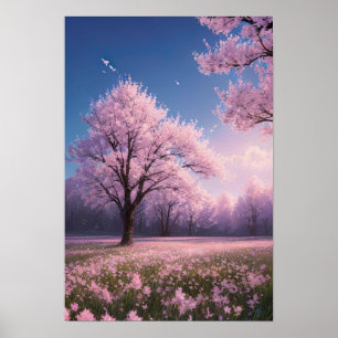 Golden Sakura Evening Poster