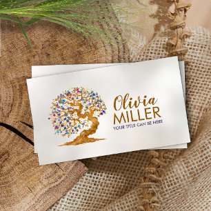 Golden Sakura Tree - Colourful Blossom Business Card