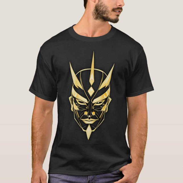 Golden Samurai Mask Black T-Shirt (Front)