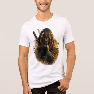 Golden Samurai Skull Assassin Graphic T-Shirt Tri-Blend Shirt