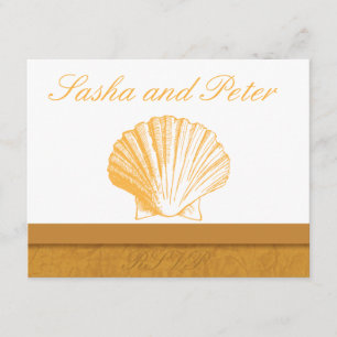 Golden Sand Shell Beach Wedding RSVP Cards