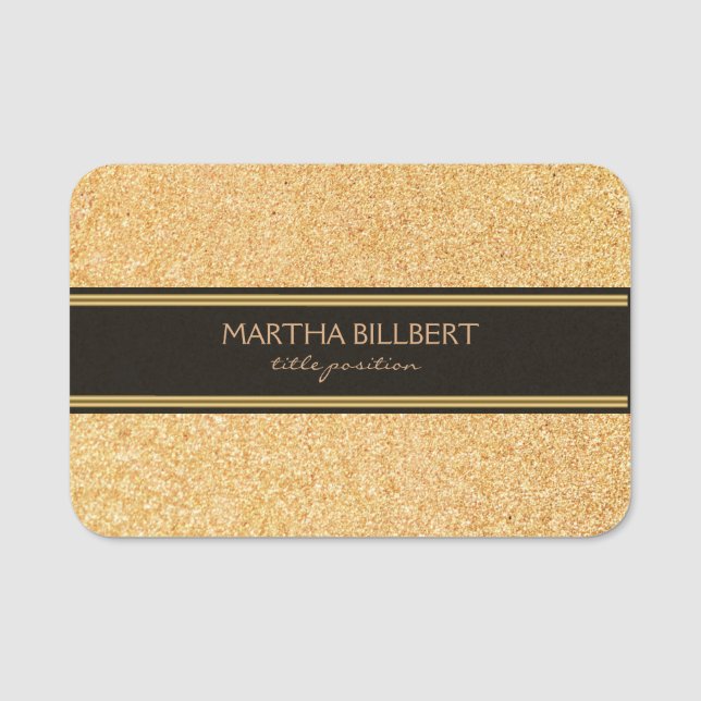 Golden Sandy Glitter Name Tag (Front)