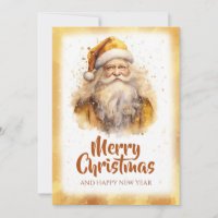 Golden Santa Claus Watercolor