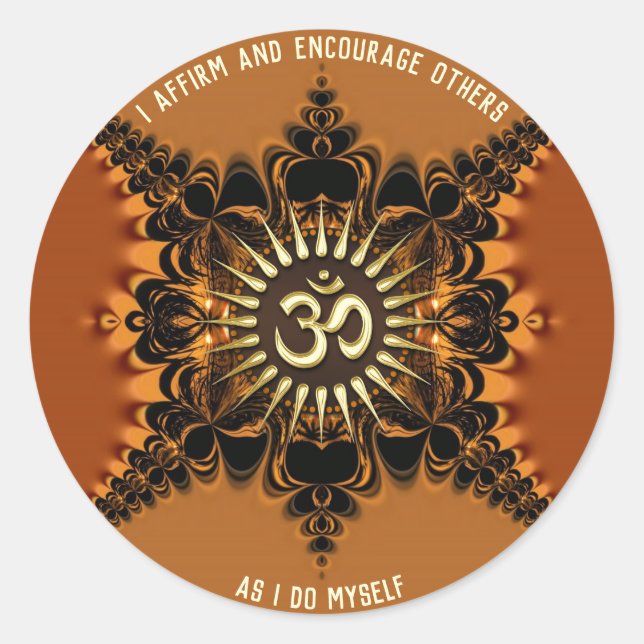 Golden Satin Lace OM Spiritual Affirmations Classic Round Sticker (Front)
