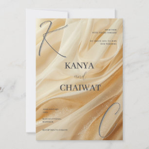 Golden Satin Luxe Wedding Invitation   Sparkle Cre