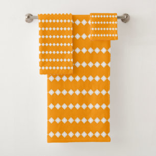 Golden Savanna African Orange & Ivory Geometric Bath Towel Set