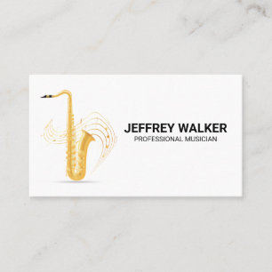 Golden Saxophone   Musical Notes Business Card