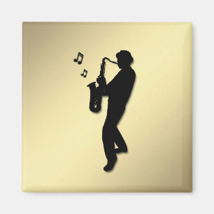 Golden Saxophone Player Magnet