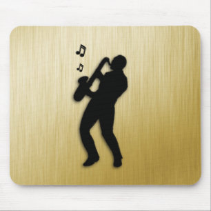 Golden Saxophone Player Mouse Mat