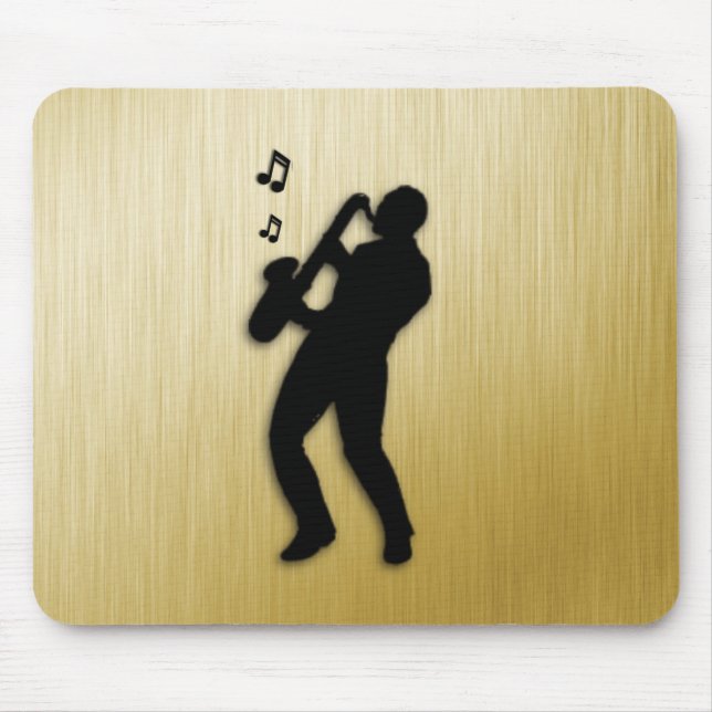 Golden Saxophone Player Mouse Mat (Front)