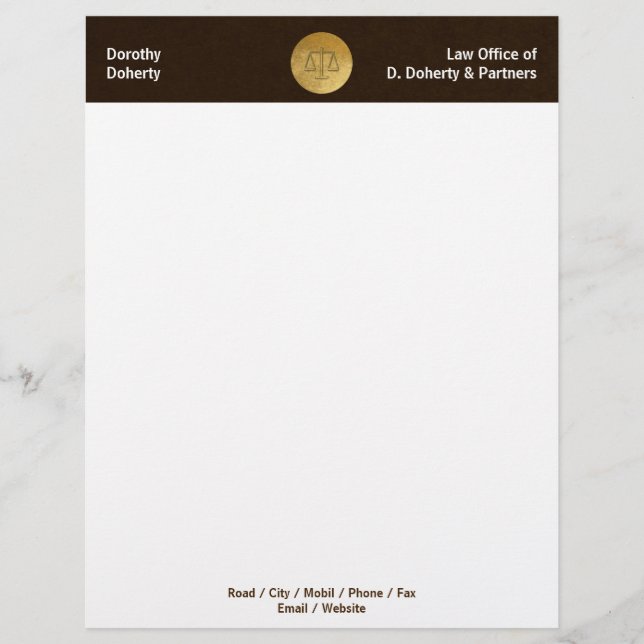 Golden Scales of Justice | LAW OFFICE Letterhead (Front)