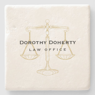 Golden Scales of Justice Law School Gifts Stone Coaster