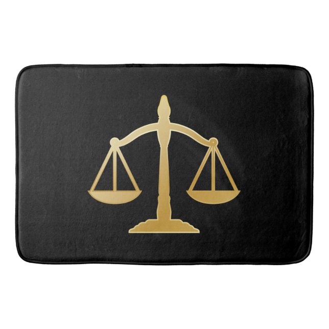 Golden Scales of Justice Law Theme Design Bath Mat (Front)
