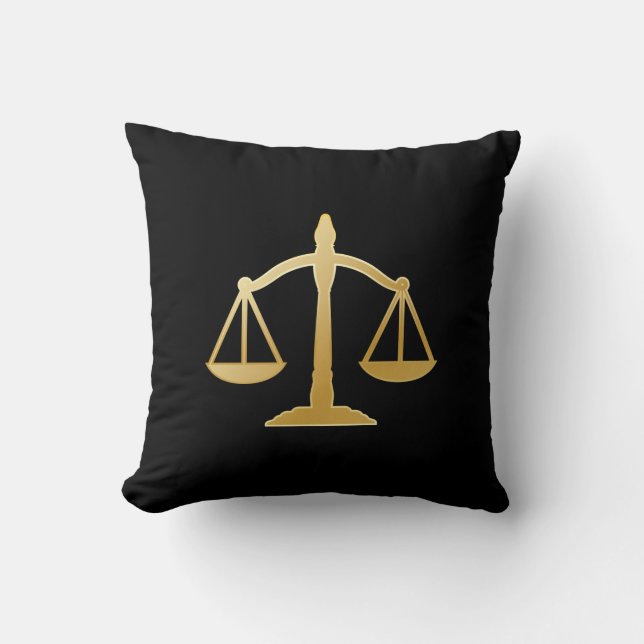 Golden Scales of Justice Law Theme Design Cushion (Front)