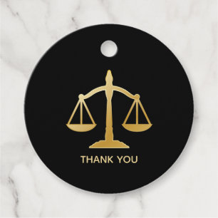 Golden Scales of Justice Law Theme Design Favour Tags