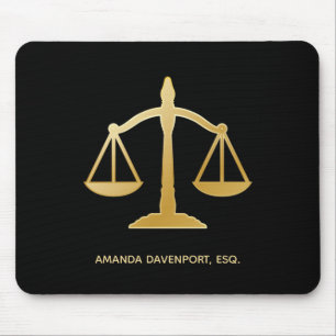 Golden Scales of Justice Law Theme Design Mouse Mat