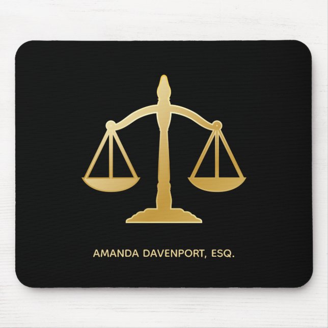 Golden Scales of Justice Law Theme Design Mouse Mat (Front)