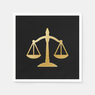 Golden Scales of Justice Law Theme Design Napkin