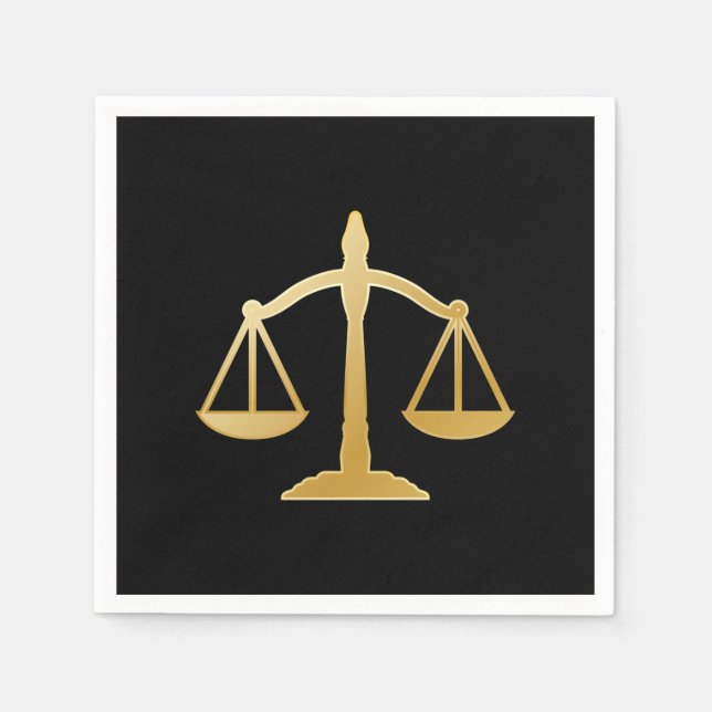 Golden Scales of Justice Law Theme Design Napkin (Front)