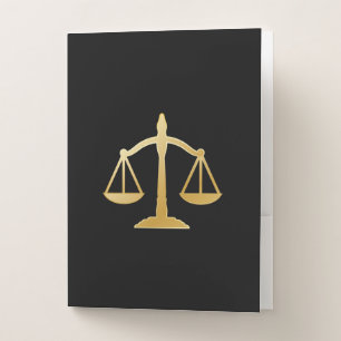Golden Scales of Justice Law Theme Design Pocket Folder