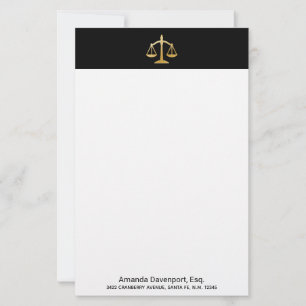 Golden Scales of Justice Law Theme Design Stationery