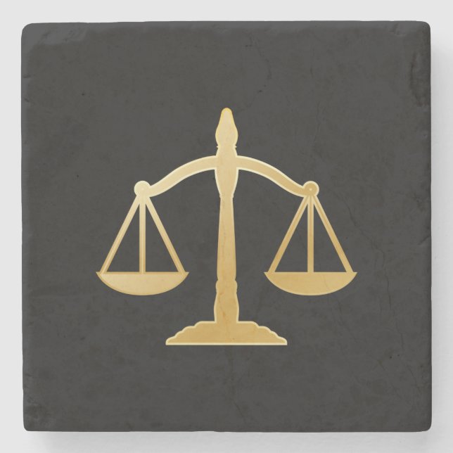 Golden Scales of Justice Law Theme Design Stone Coaster (Front)