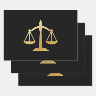 Golden Scales of Justice Law Theme Design Wrapping Paper Sheet